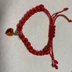 Hand Crafted Red and Orange Bracelet with Adjustable Closure